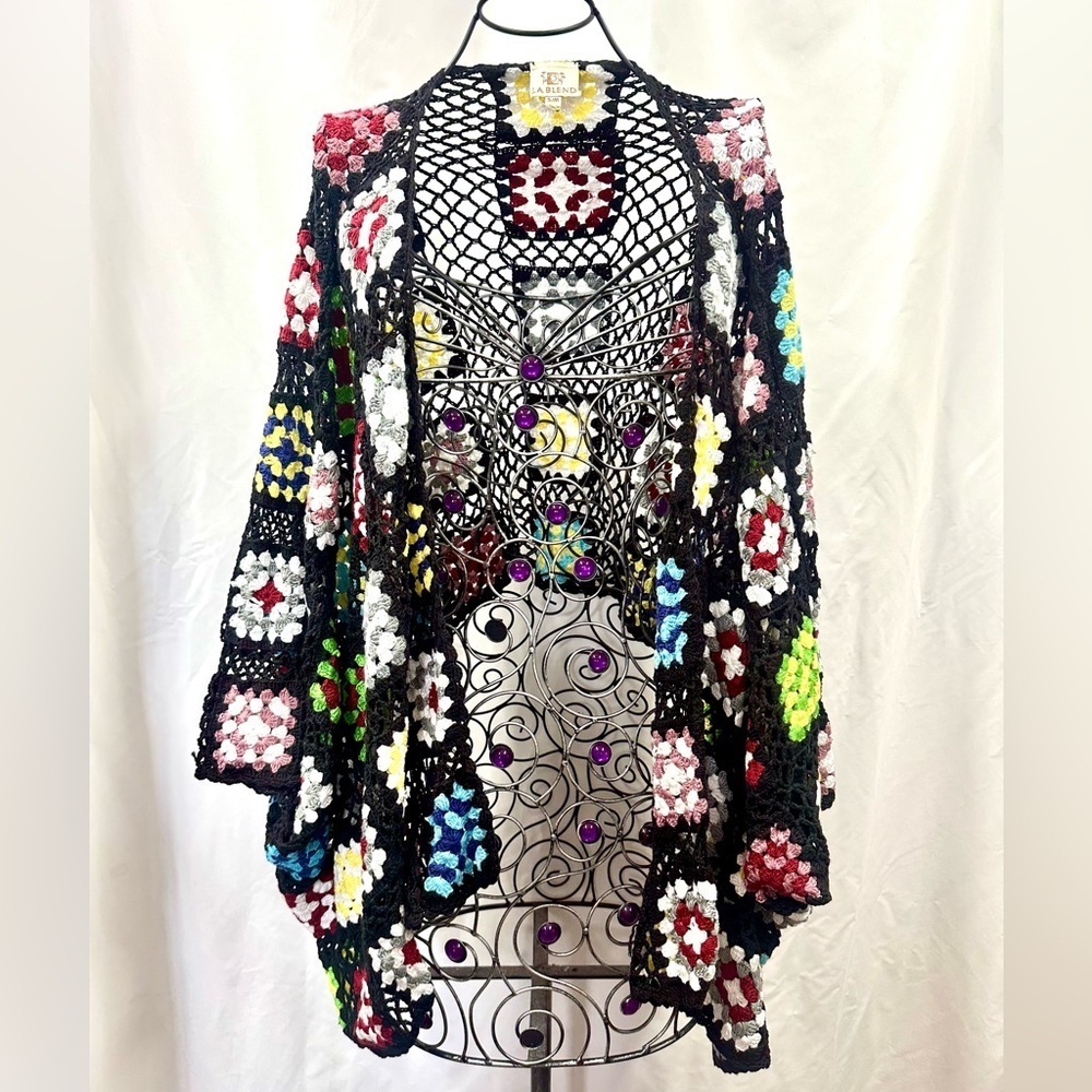 LA Blend floral print crochet cardigan size S/M
